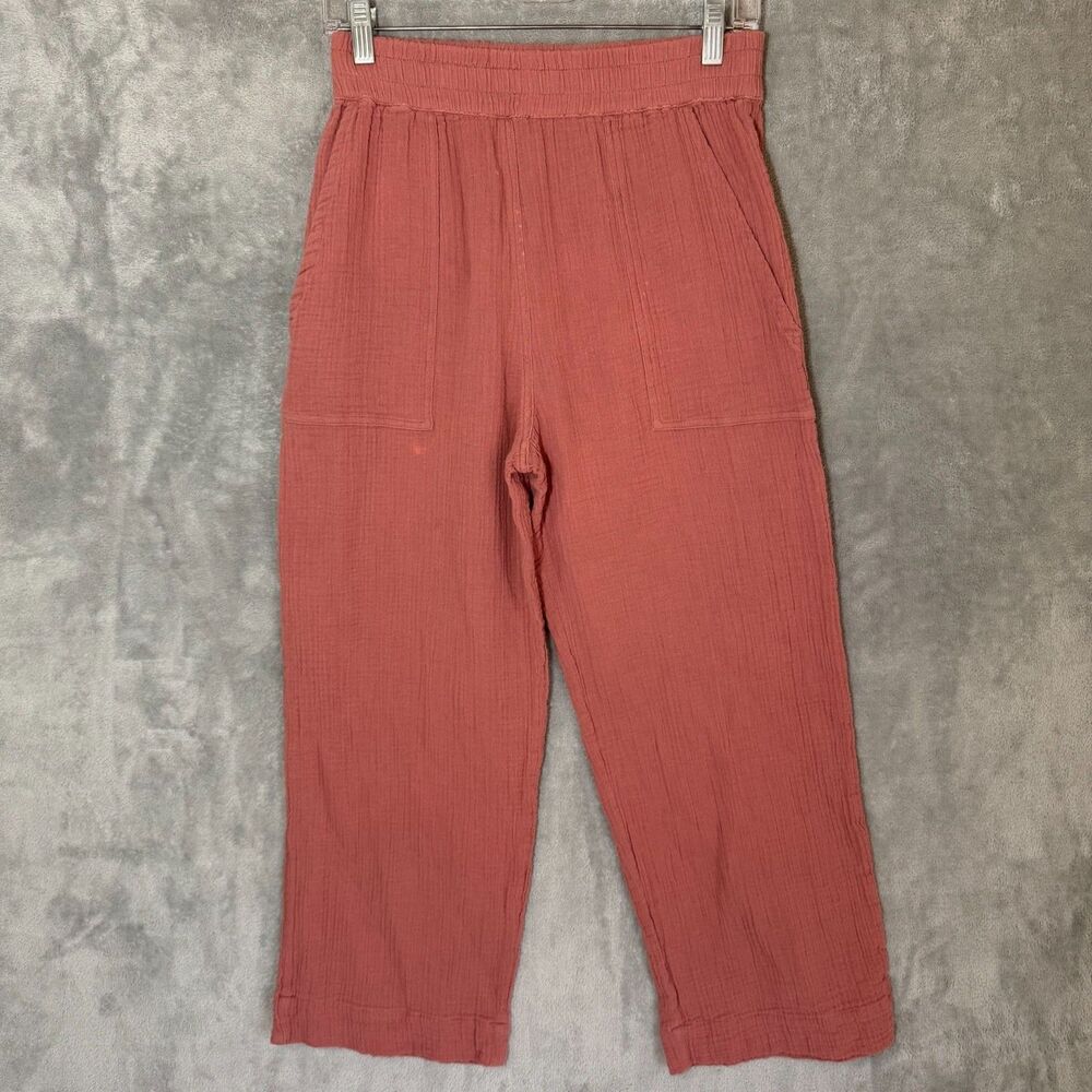 ODD Bird Women S Coral Pants Wide Leg Boho Cottagecore Gauze Elastic Waist READ